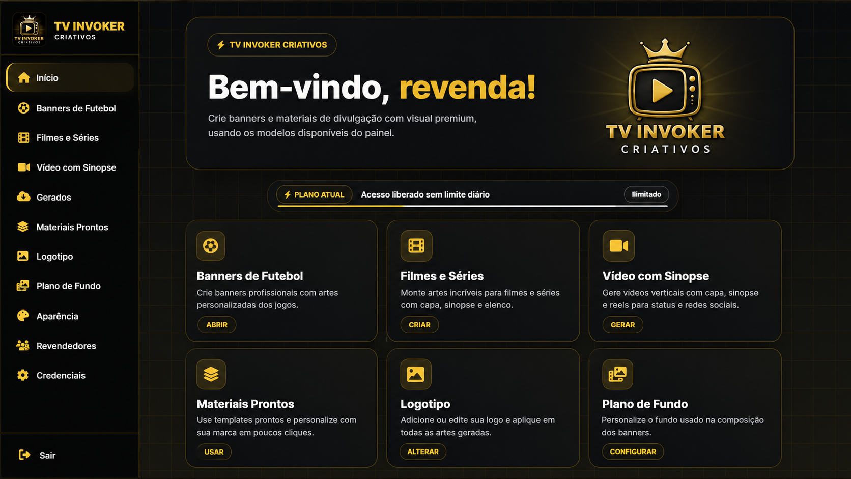 Home do TV Invoker Criativos